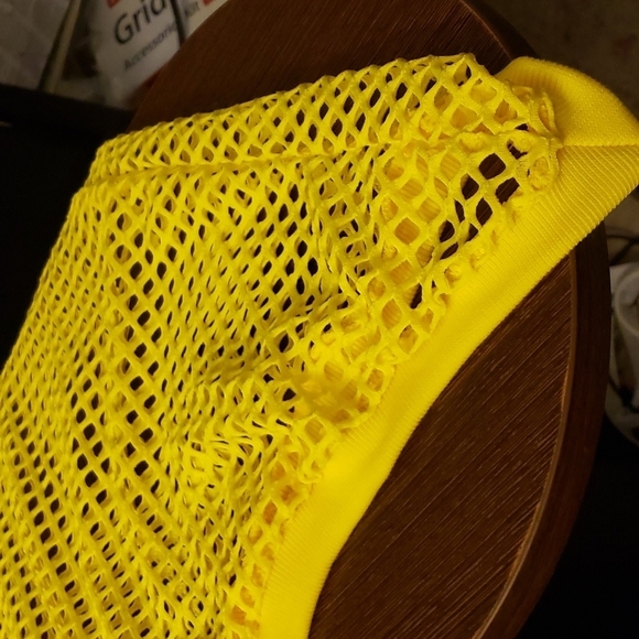 Allasfun Sexy Fishnet Mesh One Shoulder Midi Dress in Yellow  Size L - Picture 8 of 8